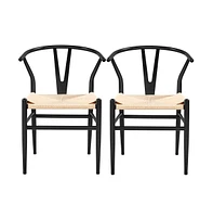 Yaheetech Set of 2 Weave Arm Chair Mid-Century Metal Dining