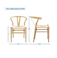 Yaheetech Set of 2 Weave Arm Chair Mid-Century Metal Dining