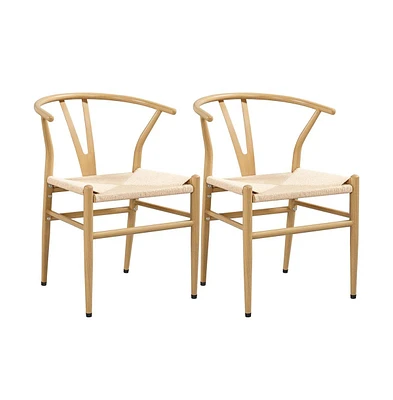 Yaheetech Set of 2 Weave Arm Chair Mid-Century Metal Dining