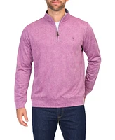 Men's Tonal Tropical Print Pique Quarter Zip