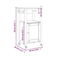 vidaXL Kitchen Trolley Monza 18.9"x15.7"x35.4" Solid Wood Pine