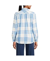 Lands' End Women's Tall Flannel Boyfriend Fit Long Sleeve Shirt