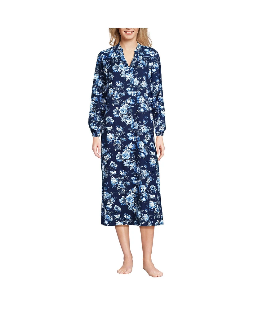 Lands' End Women's Long Sleeve Flannel Nightgown