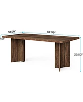 Tribesigns 63-inch Dining Table for 4-6, Farmhouse Kitchen with Large Tabletop, Rectangular Dinner Eating Room, Living Ki
