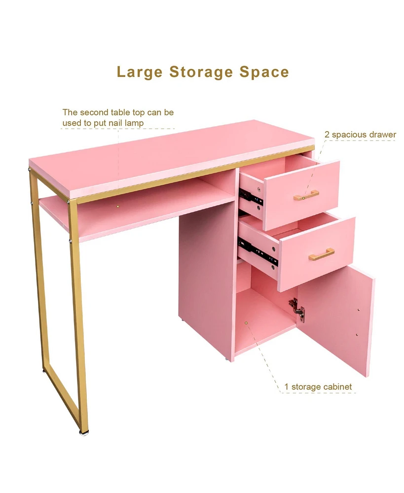 Slickblue Computer Desk with 2 Drawers and 1 Door for Office Storage and Organization