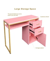 Slickblue Computer Desk with 2 Drawers and 1 Door for Office Storage and Organization