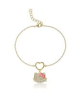 Hello Kitty Sanrio Pave Heart Charm Bracelet – Sparkling Cute Accessory