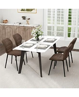 Gymax Dining Chairs Set of w/ Padded Back Metal Legs & 2 Adjustable Foot Pads Brown