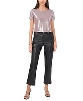 Vince Camuto Women's Metallic Short-Sleeve Crewneck Top