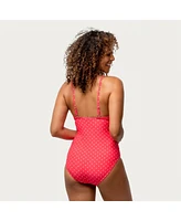 Free Country Women's Polka Dot Twist Front One-Piece Swimsuit