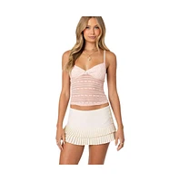 Edikted Women's Tuesday Textured Lace Tank Top - Light