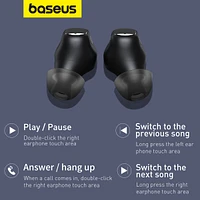 Baseus True Wireless Earbuds Tws Blueteeth 5.3 Headphones 20 Hours Battery,White