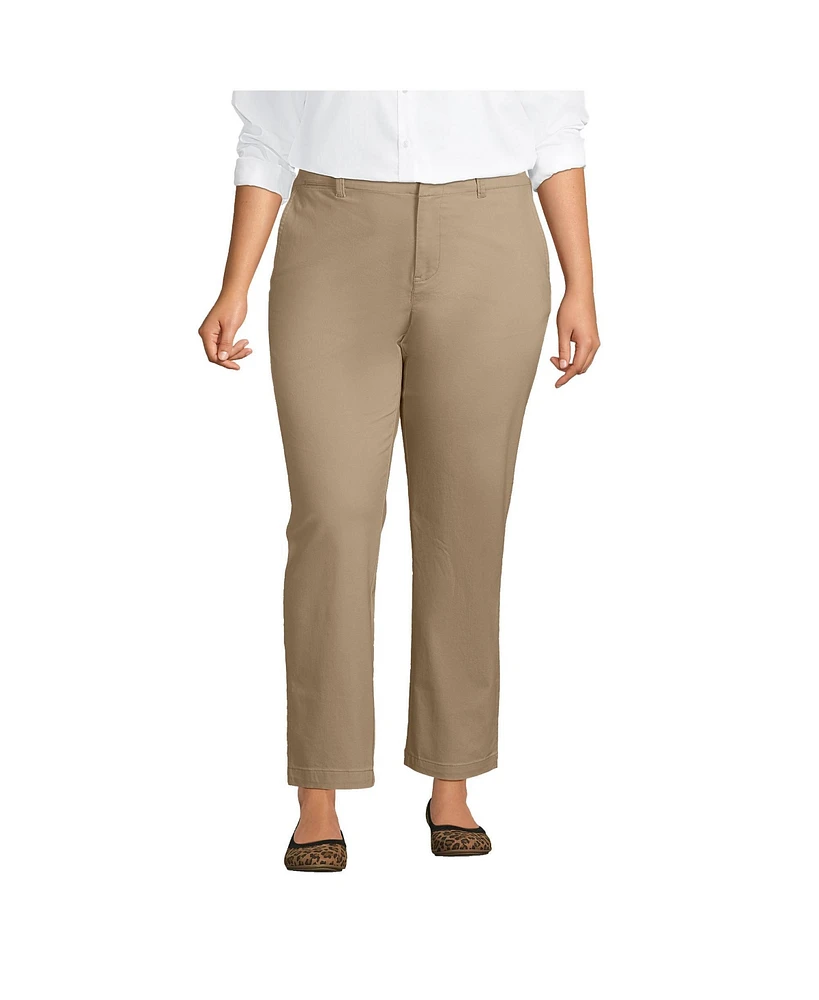 Lands' End Plus Mid Rise Classic Straight Leg Chino Ankle Pants