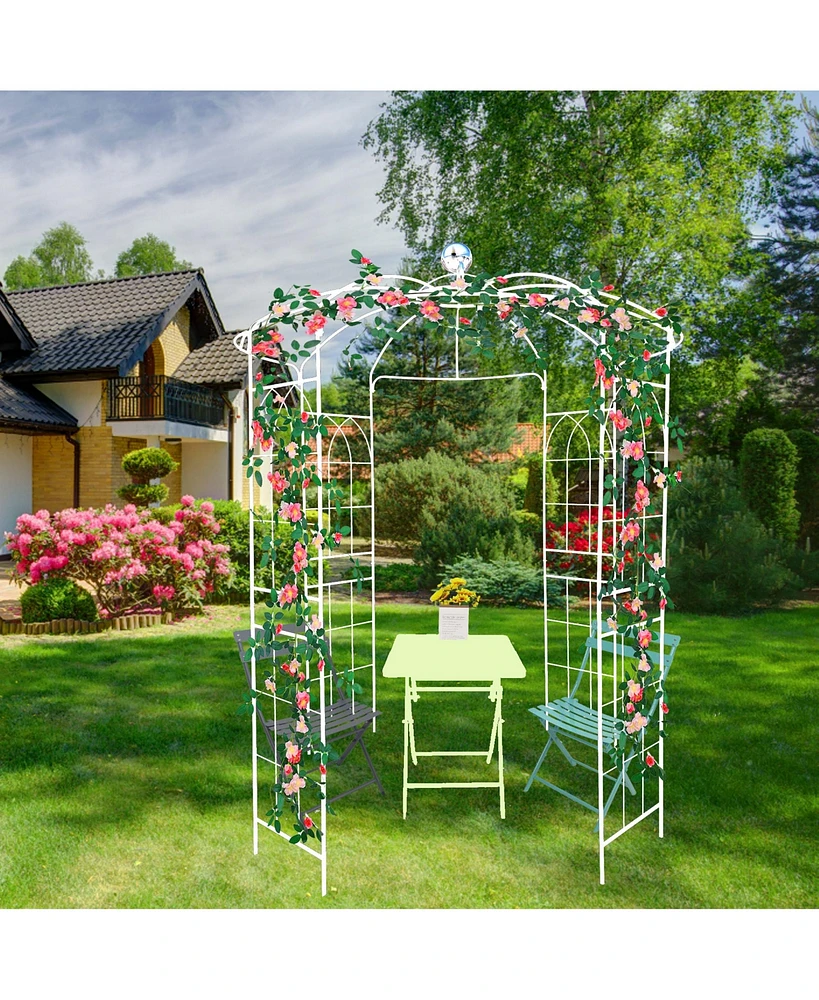 Slickblue Metal Garden Arch – Cream White Iron Arbor Gazebo, 81.3'' Dia x 114.2'' High, Birdcage Shape Pergola Pavilion for Wedding Ceremony