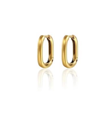 Hollywood Sensation 18K Gold Plated Rectangle Hoop Earrings – Sleek & Stylish