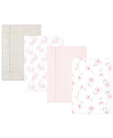 Hudson Baby Infant Girl Cotton Flannel Burp Cloths, Pink Honey Bunny, One Size