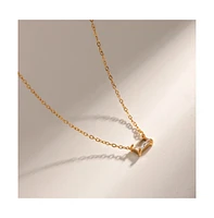 Hollywood Sensation 18K Gold Plated Sterling Silver Necklace with Emerald-Cut Cubic Zirconia Pendant