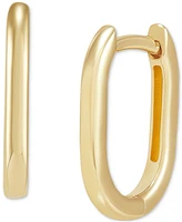 Polished Oval Small Huggie Hoop Earrings in 10k Gold, 1/2"