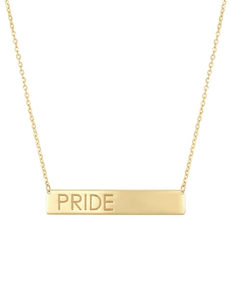 Pride Block Letter Bar Pendant Necklace in 10k Gold, 18" + 2" extender