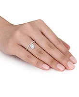 Moissanite Bezel Oval Dangle Ring (1 ct. t.w.) Sterling Silver