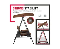 Pamapic Outdoor Metal Patio Swing with Canopy and Cushions