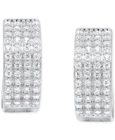 Diamond Four Row Huggie Hoop Earrings (1/2 ct. t.w.) in Sterling Silver