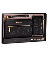 Ak 2 piece gift set with rhinestone zip clutch and card case