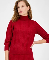 Anne Klein Women's Chevron-Stitch Mock-Neck Sweater