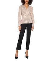 Vince Camuto Women's Sequined Faux-Wrap Long-Sleeve Top