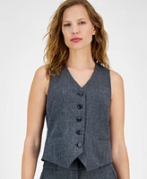 Anne Klein Women's V-Neck Button-Front Sleeveless Vest