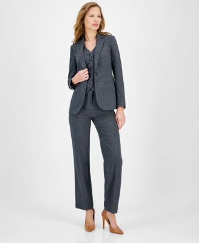 Anne Klein Womens One Button Blazer Button Front Vest Pants