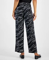 Jm Collection Women's Printed Wide-Leg Pull-On Knit Pants, Created for Macy's