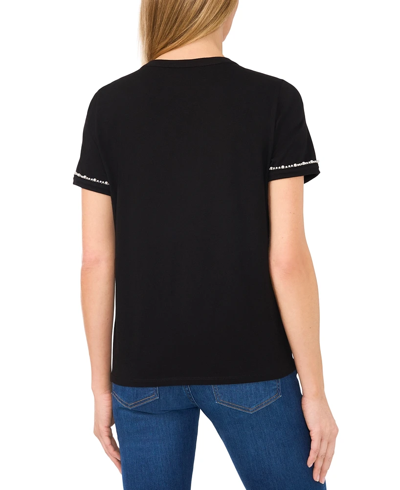 CeCe Women's Embellished Crewneck Tee