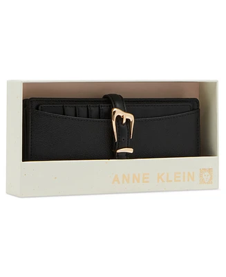 Anne Klein 2 Piece Gift Set With Sculpted Buckle Wallet And Removeable Card Organizer