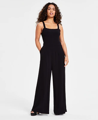 Bar Iii Petite Square-Neck Sleeveless Wide-Leg Jumpsuit, Created for Macy's