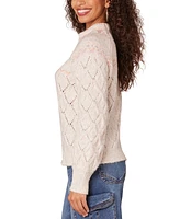 Democracy Petite Fair Isle Pointelle Knit Sweater