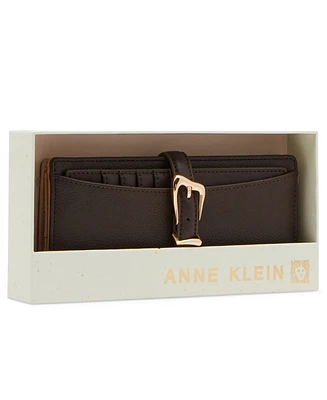 Anne Klein 2 Piece Gift Set with Sculpted Buckle Wallet and Removeable Card Organizer