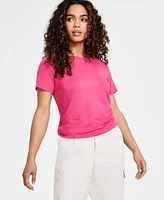 Bar Iii Petite Short-Sleeve Side-Ruched Crewneck Tee, Created for Macy's