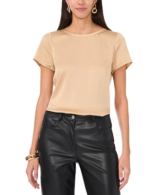 Vince Camuto Women's Satin Keyhole-Back Short-Sleeve Top