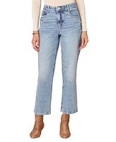 Democracy Petite Rhinestone Cropped High-Rise Boyfriend Jeans