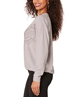 Democracy Petite Embellished Drawstring-Hem V-Neck Top