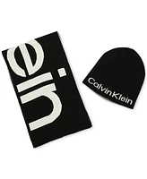 Calvin Klein Men's Logo Scarf & Beanie Set