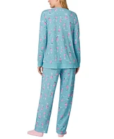 Ellen Tracy Women's Printed Long-Sleeve Pajama Set + Fuzzy Socks