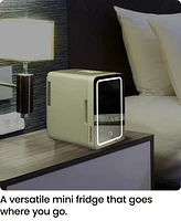 Chefman Portable Mirrored Beauty Fridge with Led Lighting