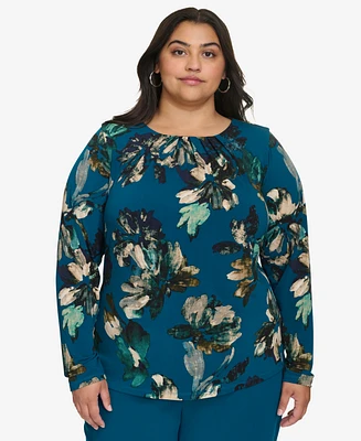 Calvin Klein Plus Printed Long-Sleeve Blouse