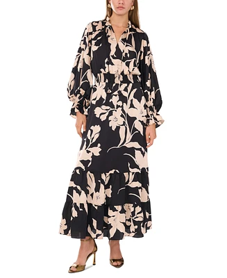 Vince Camuto Women's Floral-Print Smocked Tiered Maxi Dress