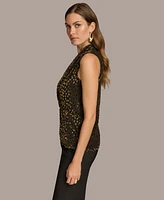 Donna Karan New York Women's Faux Wrap Burnout Velvet Top