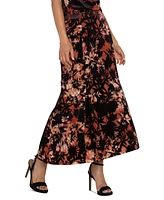 Liverpool Los Angeles Women's Printed Velvet Fit & Flare Skirt