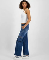 Celebrity Pink Juniors' Mid-Rise Wide-Leg Cargo Jeans