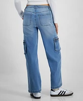 Celebrity Pink Juniors' Mid-Rise Wide-Leg Cargo Jeans